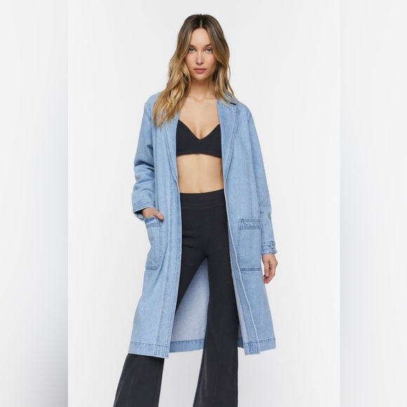 Forever 21 Jackets & Blazers - Forever 21 Denim Open-Front Longline Jacket Size XS